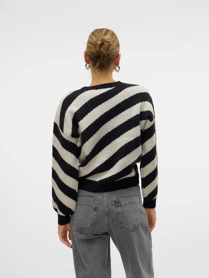 Vmlara Ls O-neck Pullover Boo Rep - Zwart Dessin