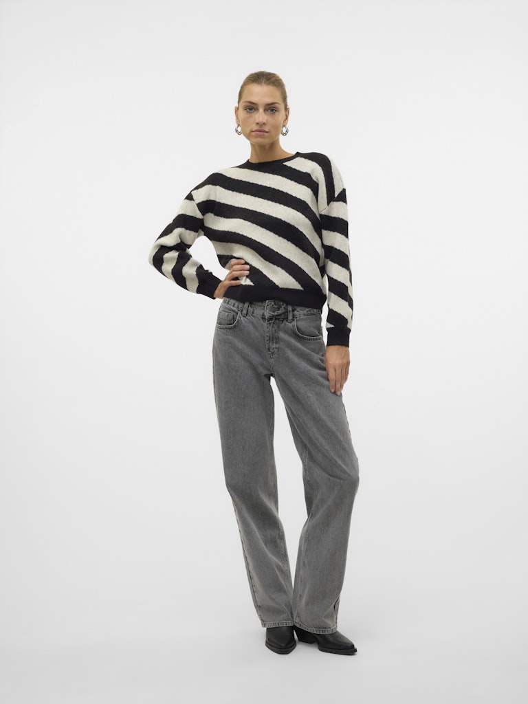 Vmlara Ls O-neck Pullover Boo Rep - Zwart Dessin