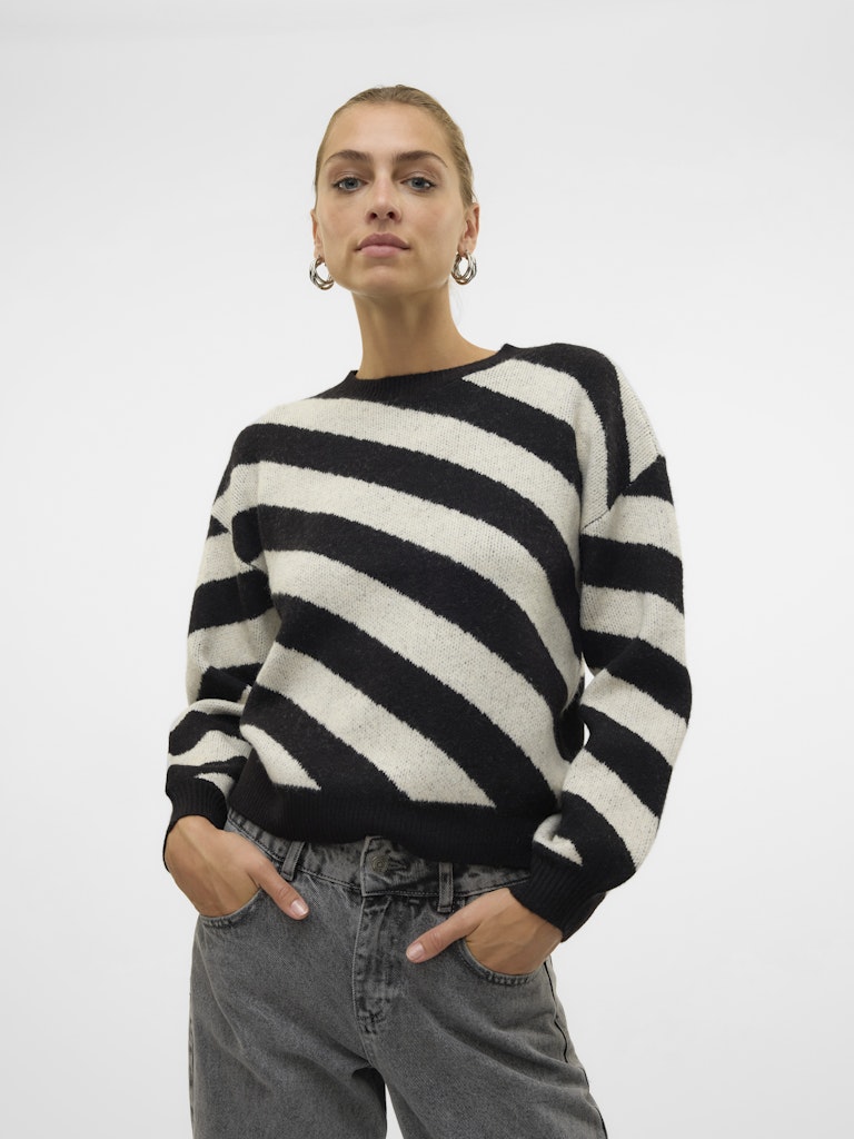 Vmlara Ls O-neck Pullover Boo Rep - Zwart Dessin