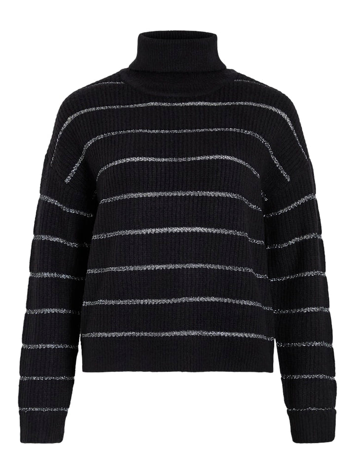 Vizaza Rollneck L/s Glitter Knit Top - Zwart Dessin