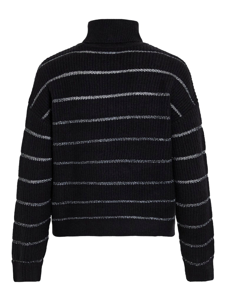 Vizaza Rollneck L/s Glitter Knit Top - Zwart Dessin