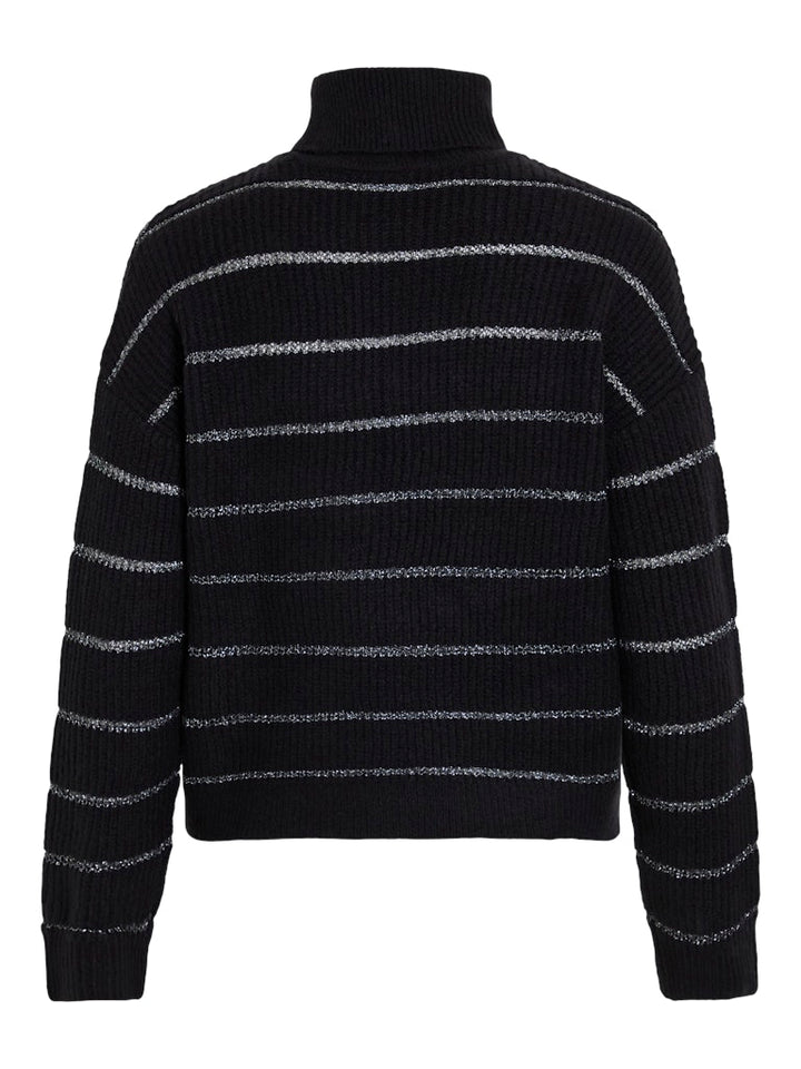 Vizaza Rollneck L/s Glitter Knit Top - Zwart Dessin