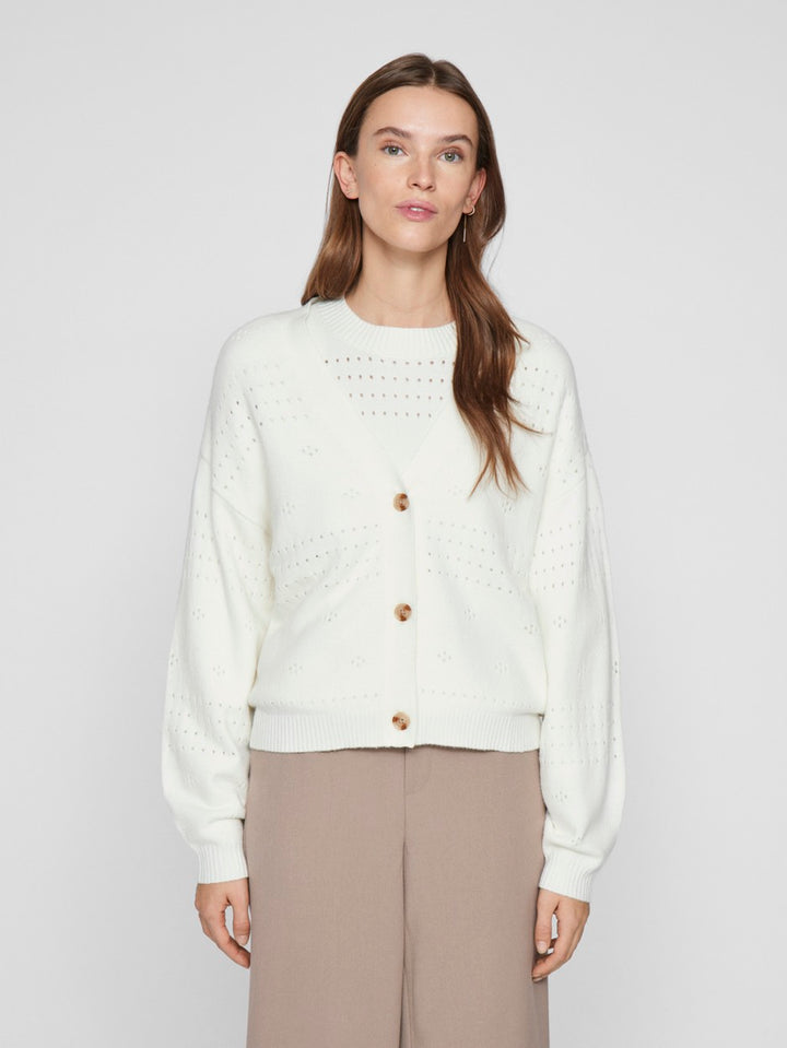 Viril V-neck L/s Knit Cardigan - No - Off-white