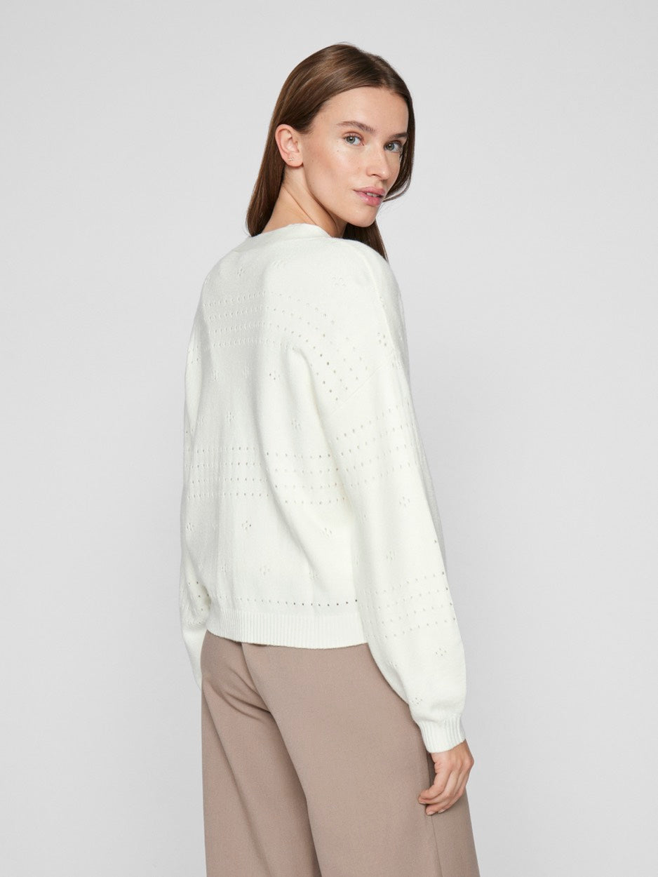 Viril V-neck L/s Knit Cardigan - No - Off-white