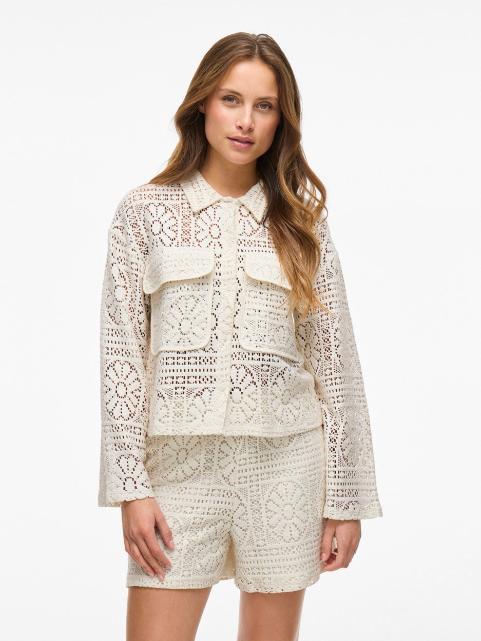 Vimerinda Crochet L/s Cardigan/bfs - Ecru
