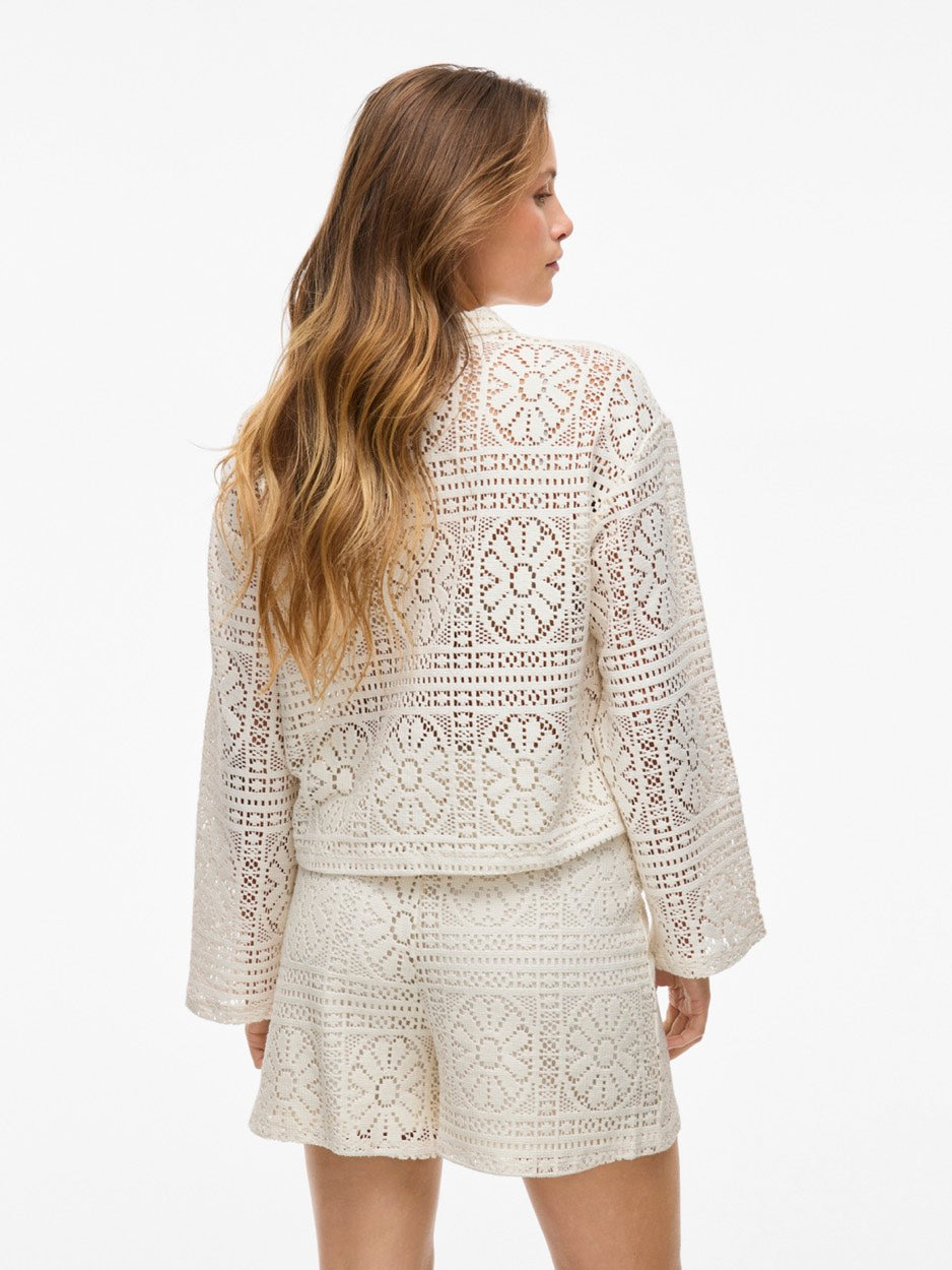 Vimerinda Crochet L/s Cardigan/bfs - Ecru