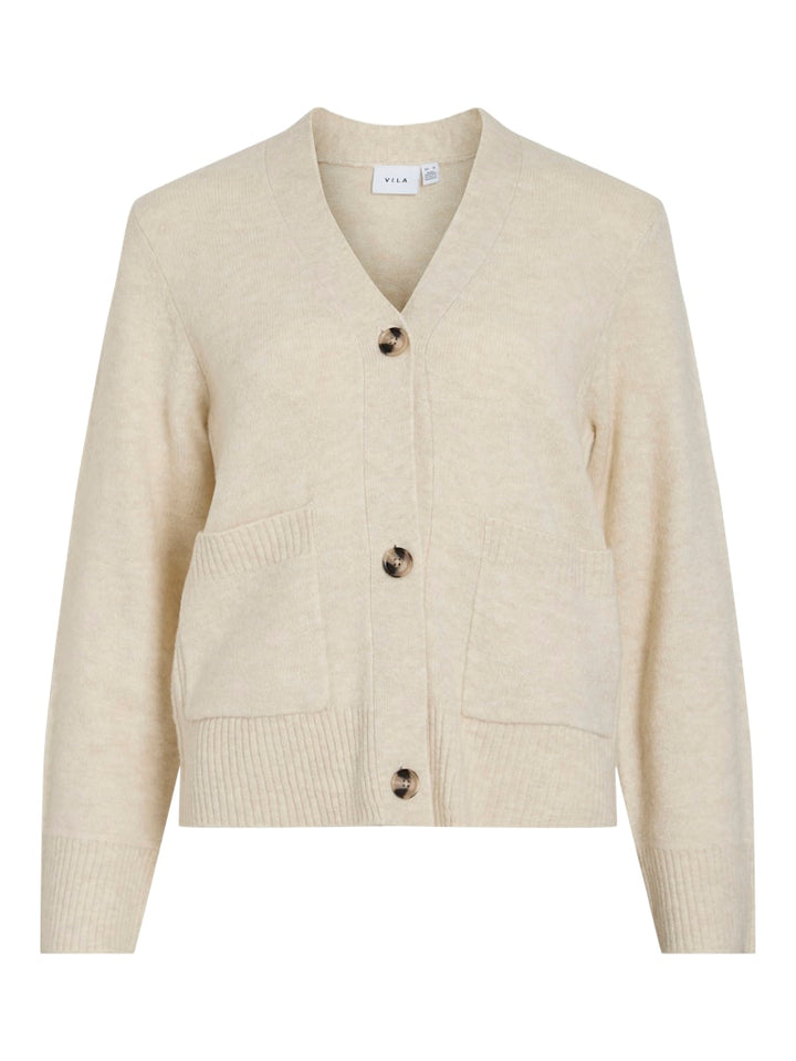 Vimiraz V-neck L/s Knit Cardigan/pb - Ecru