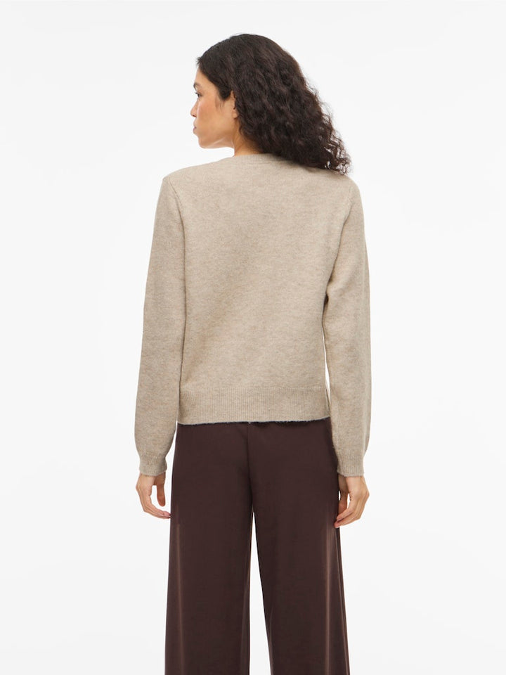 Visalsa L/s O-neck Knit Cardigan/tes - Zand