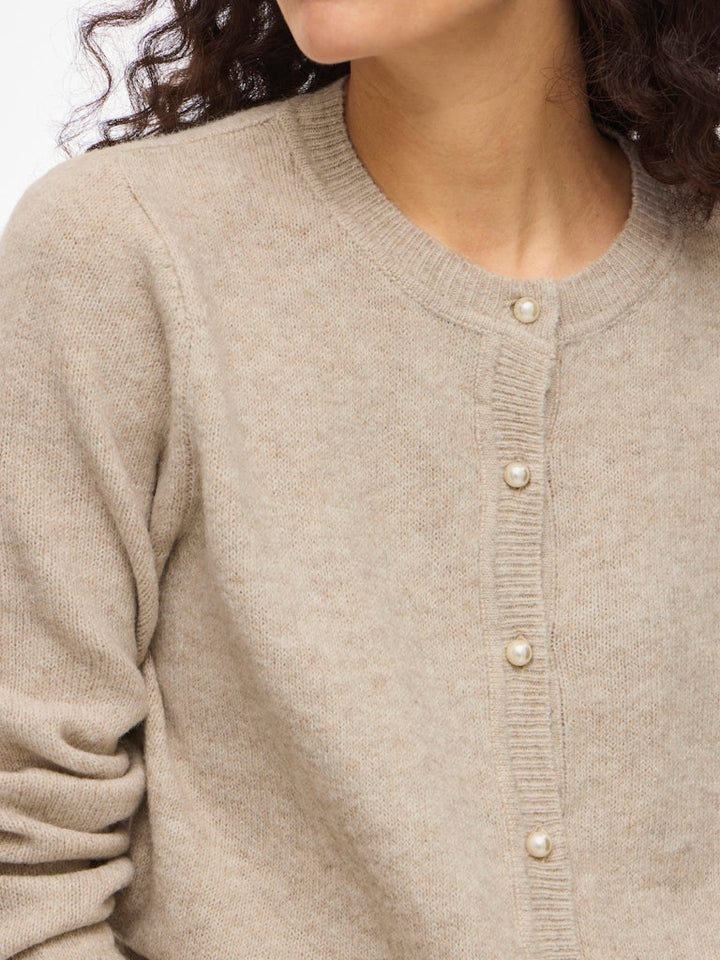 Visalsa L/s O-neck Knit Cardigan/tes - Zand