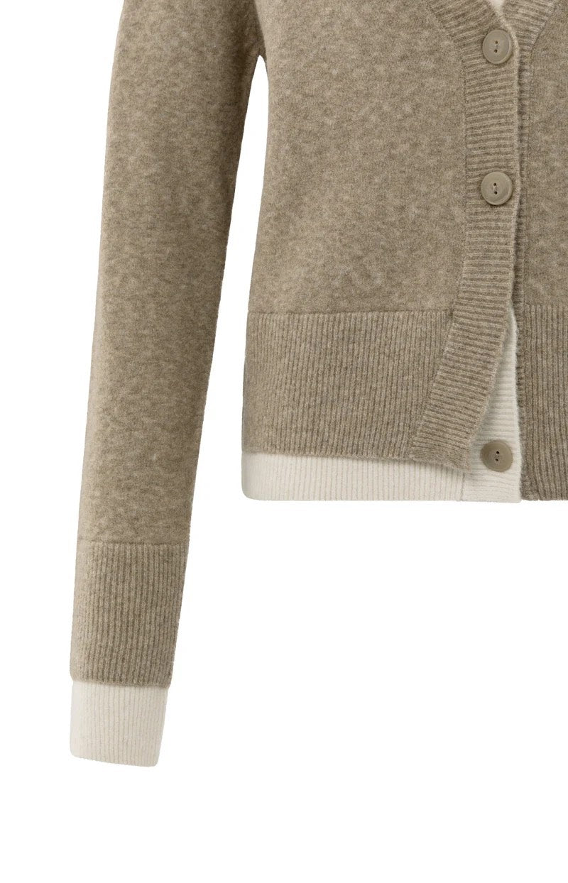 Cardigan With Contrast Details - Zand
