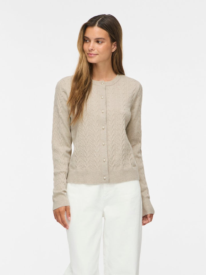 Vikerry Cable L/s Knit Cardigan-noos - Zand