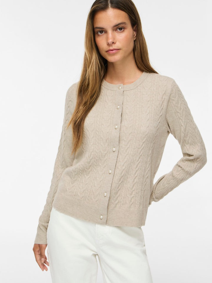 Vikerry Cable L/s Knit Cardigan-noos - Zand