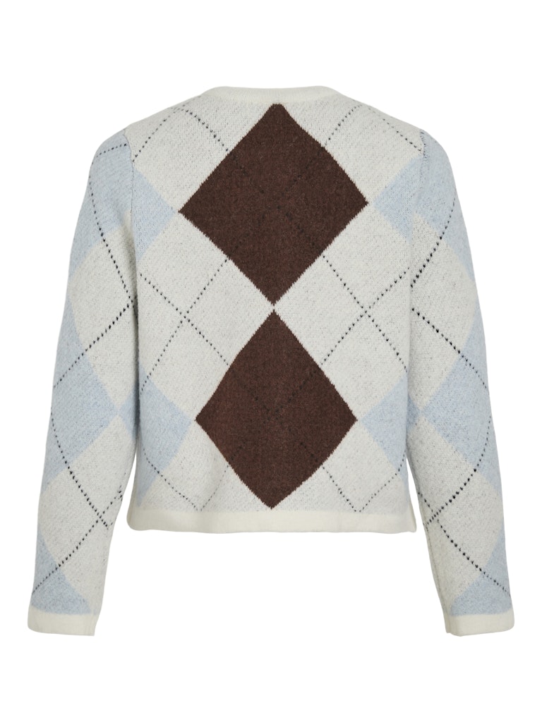 Vikayla O-neck L/s Check Knit Cardi/bfs - Beige