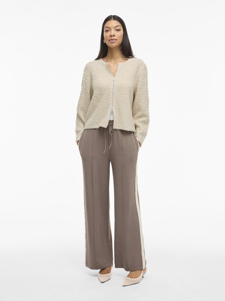 Vipaza O-neck L/s Zipper Knit Cardigan - Beige