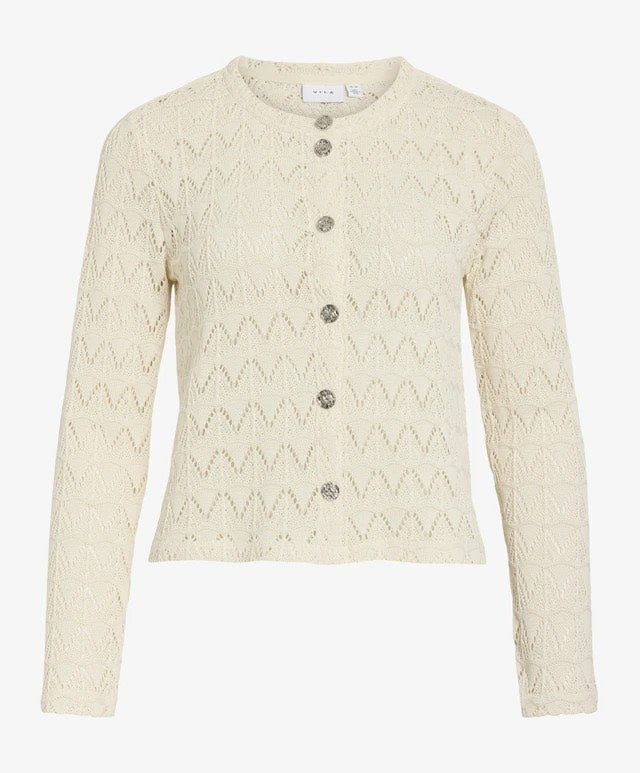 Vicitra O-neck L/s Cardigan/tes - Beige