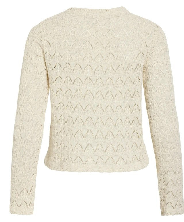 Vicitra O-neck L/s Cardigan/tes - Beige