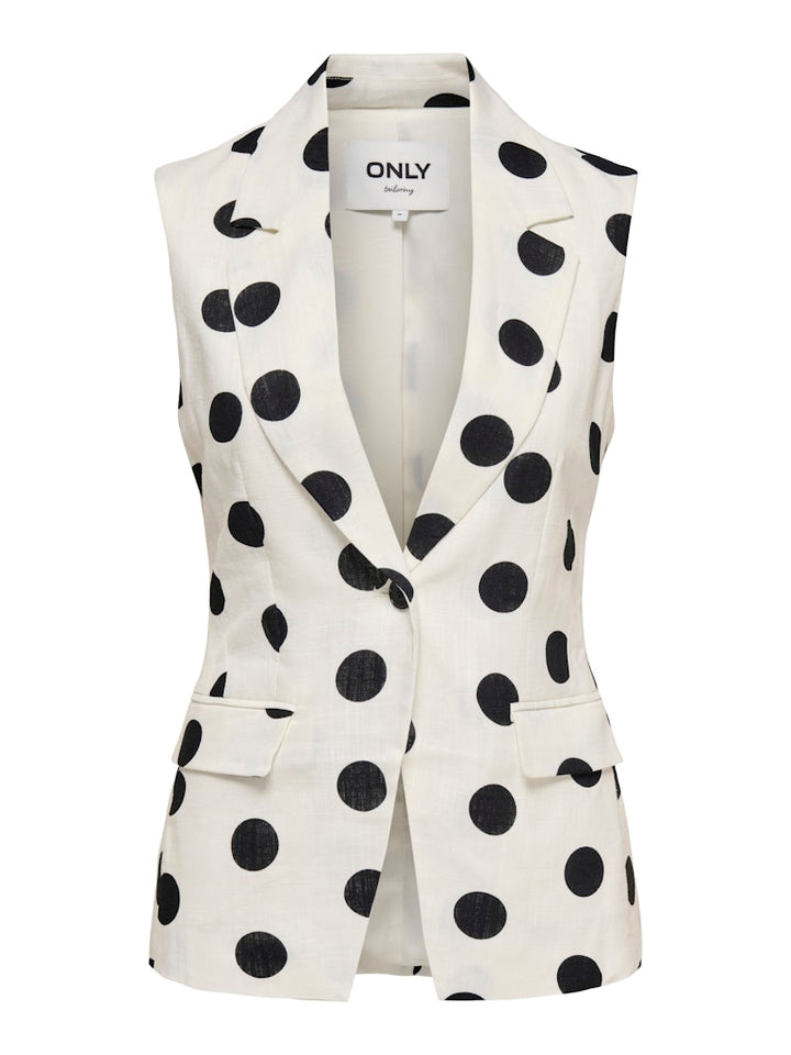 Onlviesta S/l Linen Bl Waistcoat Tlr - Wit Dessin