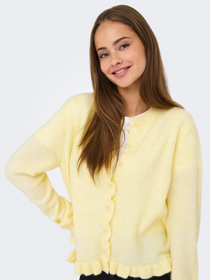 Jdyletty L/s On Frill Cardigan Knt Noos - Licht Geel