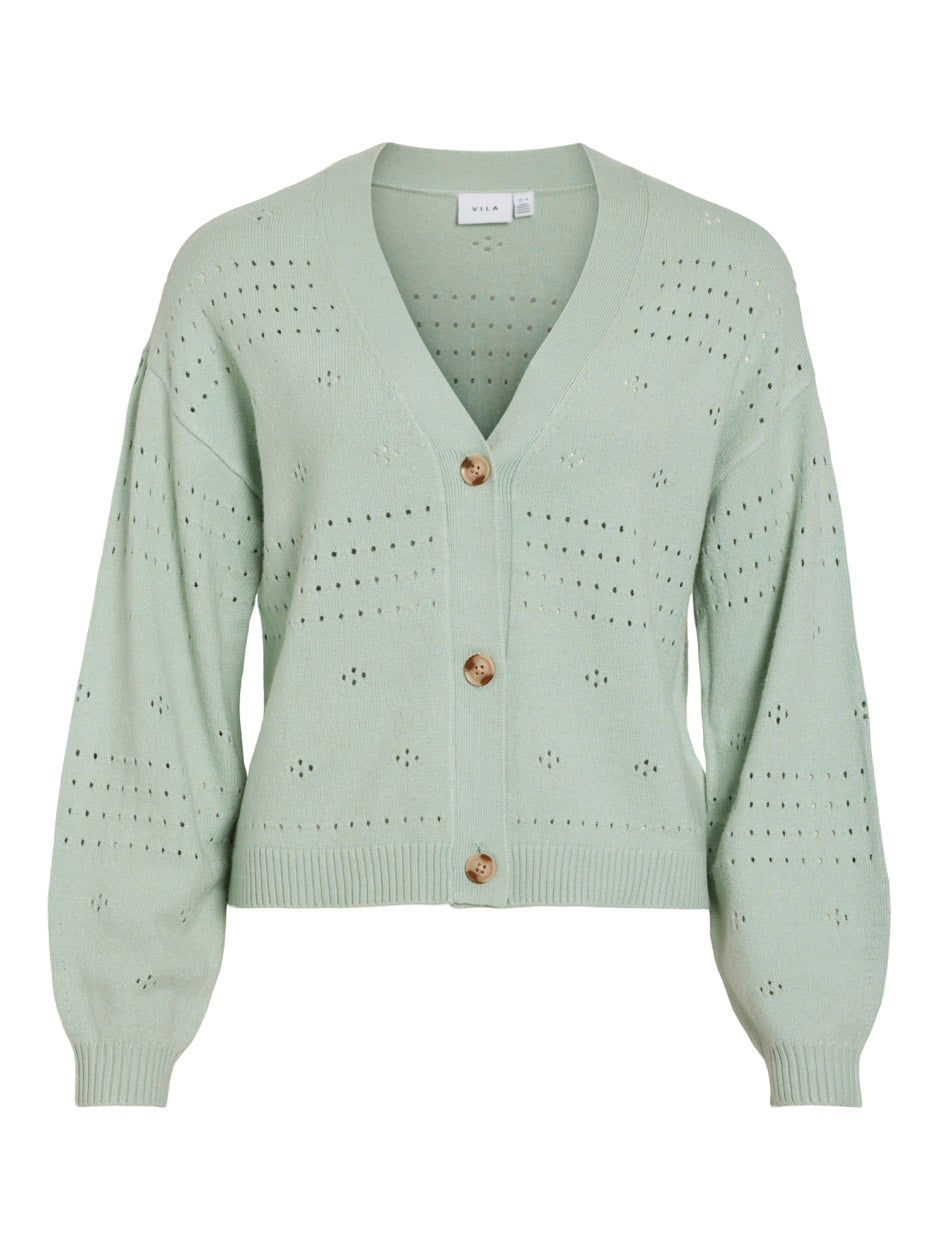 Viril V-neck L/s Knit Cardigan - No - Mint