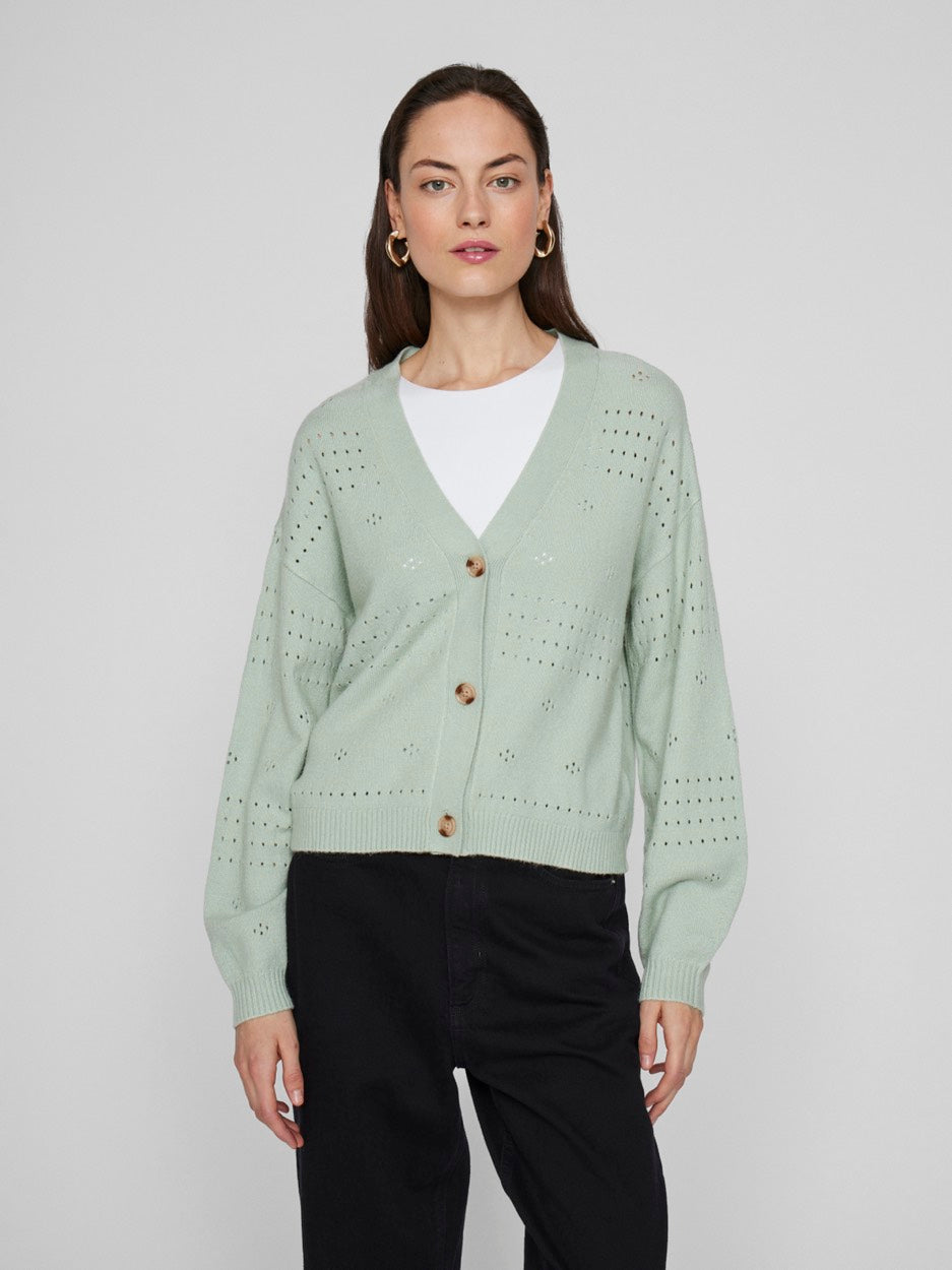 Viril V-neck L/s Knit Cardigan - No - Mint