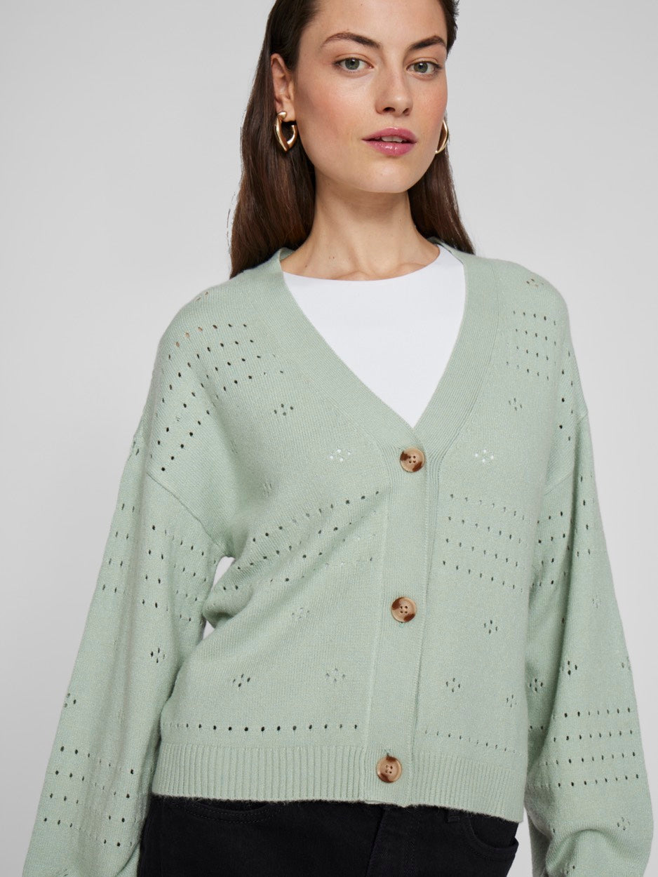 Viril V-neck L/s Knit Cardigan - No - Mint