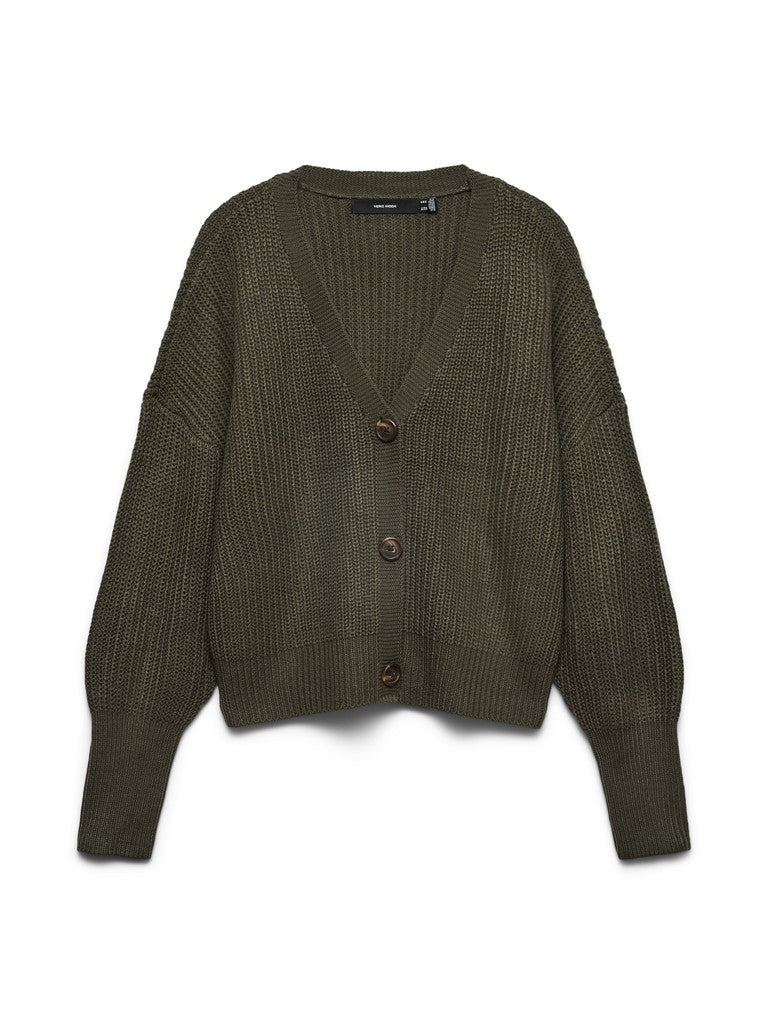 Vmlea Ls V-neck Cuff Cardigan Noos - Donkergroen
