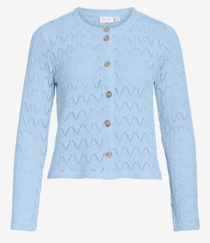 Vicitra O-neck L/s Cardigan/tes - Lichtblauw