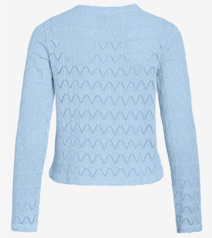Vicitra O-neck L/s Cardigan/tes - Lichtblauw
