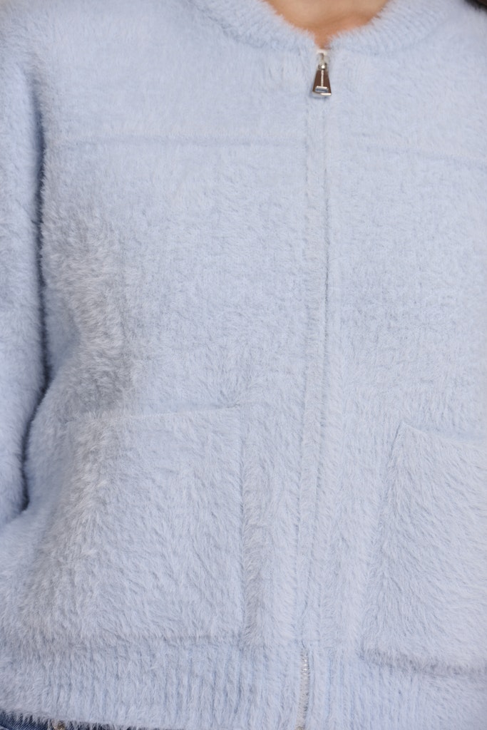 Short Cardigan With Zipper Closure - Lichtblauw