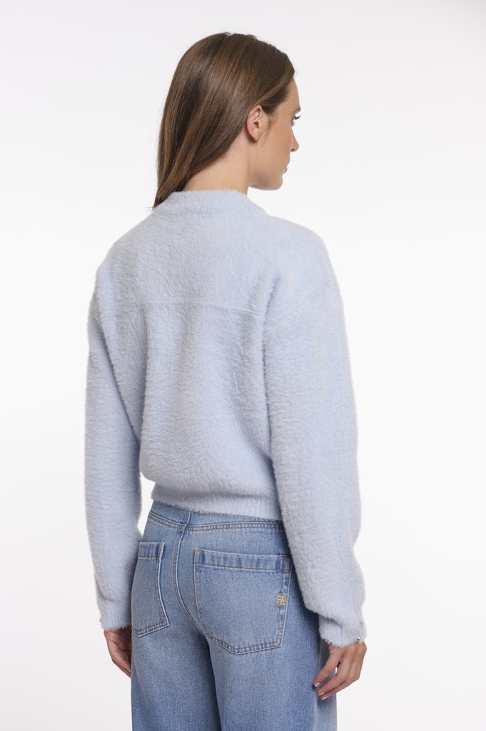 Short Cardigan With Zipper Closure - Lichtblauw