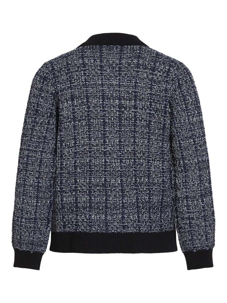 Visiloa L/s O-neck Knit Cardigan - Navy