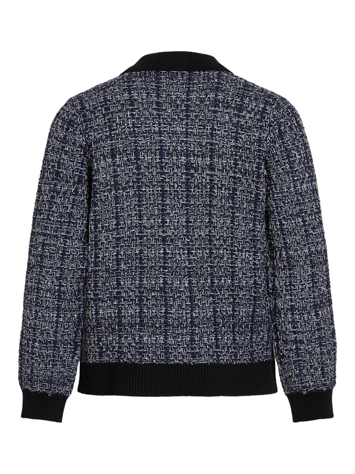 Visiloa L/s O-neck Knit Cardigan - Navy