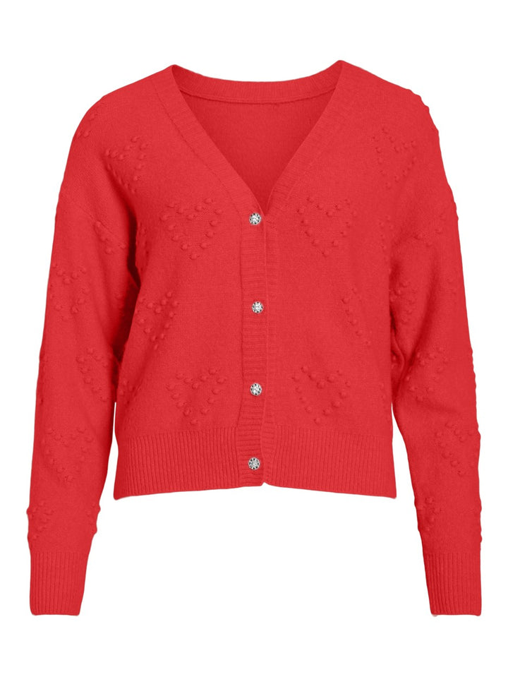 Vihauri L/s V-neck Knit Cardigan/ka - Rood