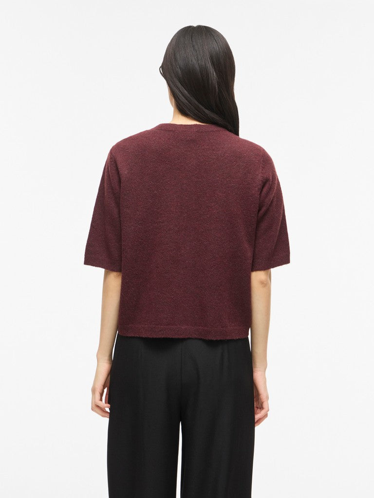 Viliga 2/4 O-neck Knit Cardigan - Noos - Steenrood