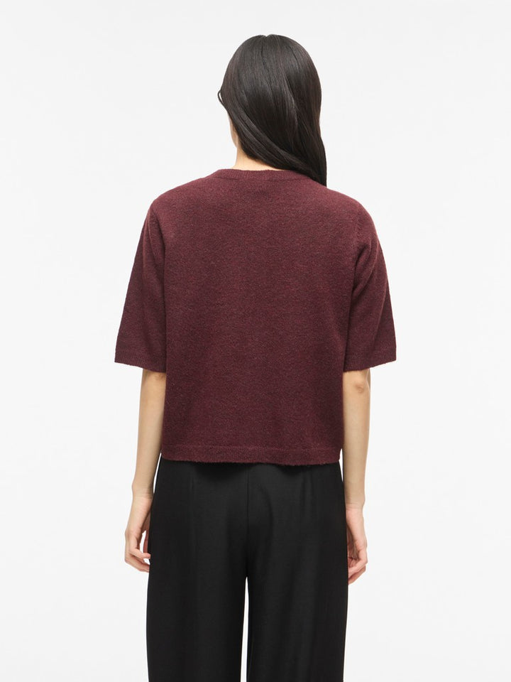Viliga 2/4 O-neck Knit Cardigan - Noos - Steenrood