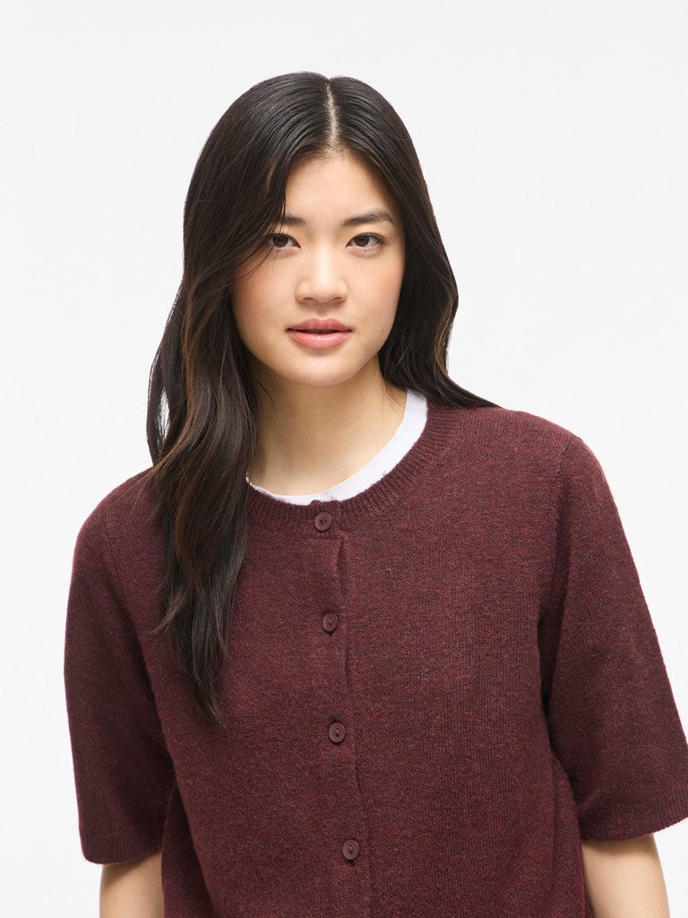 Viliga 2/4 O-neck Knit Cardigan - Noos - Steenrood