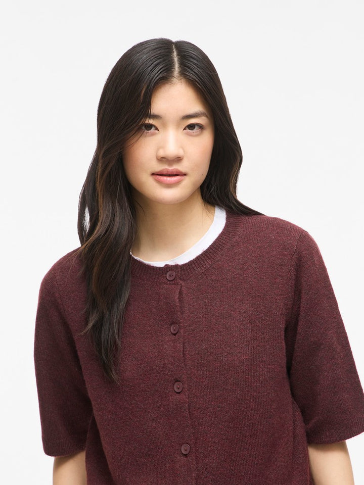 Viliga 2/4 O-neck Knit Cardigan - Noos - Steenrood