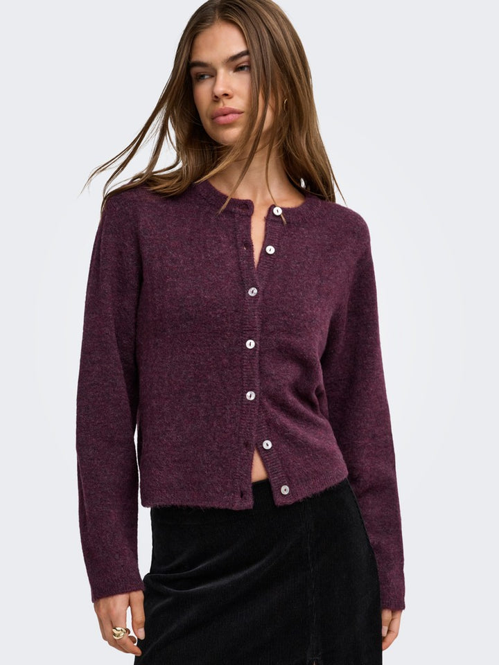 Onlsimoni Ls O-neck Cardigan Knt - Bordeaux