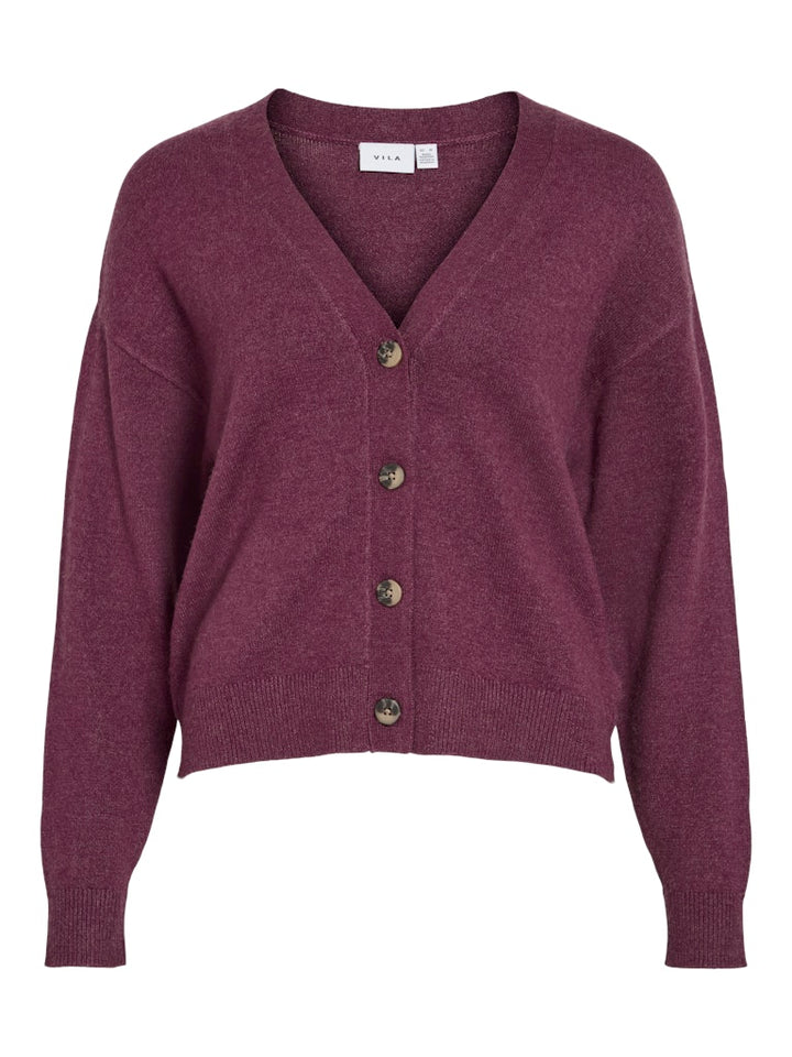 Viril V-neck Knit Cardigan - Noos - Bordeaux