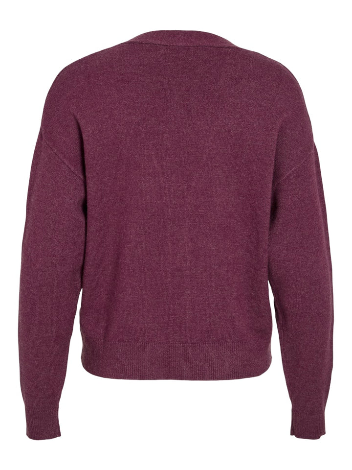 Viril V-neck Knit Cardigan - Noos - Bordeaux