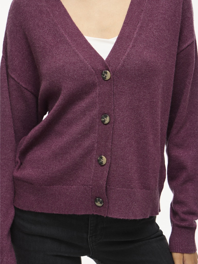 Viril V-neck Knit Cardigan - Noos - Bordeaux