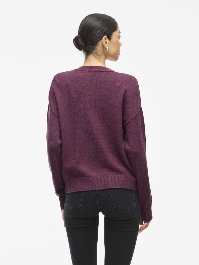 Viril V-neck Knit Cardigan - Noos - Bordeaux