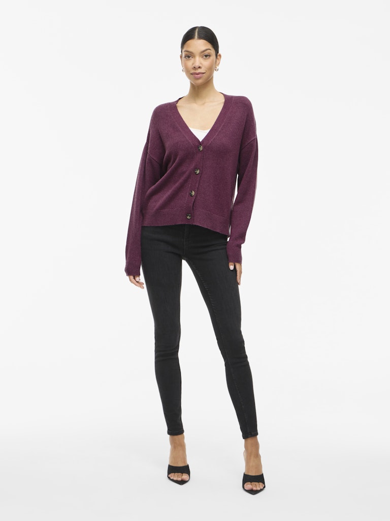 Viril V-neck Knit Cardigan - Noos - Bordeaux