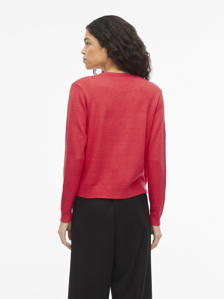 Viril Short L/s Knit Cardigan-noos - Rood Melee