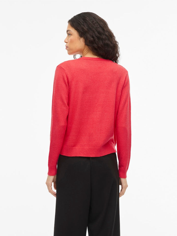 Viril Short L/s Knit Cardigan-noos - Rood Melee