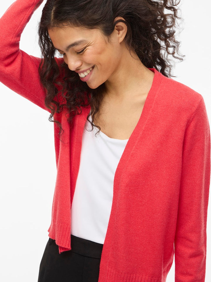 Viril Short L/s Knit Cardigan-noos - Rood Melee