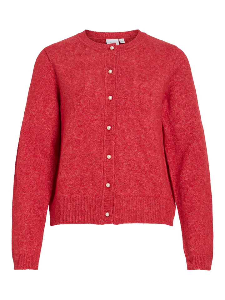 Visalsa L/s O-neck Knit Cardigan/tes - Rood Melee