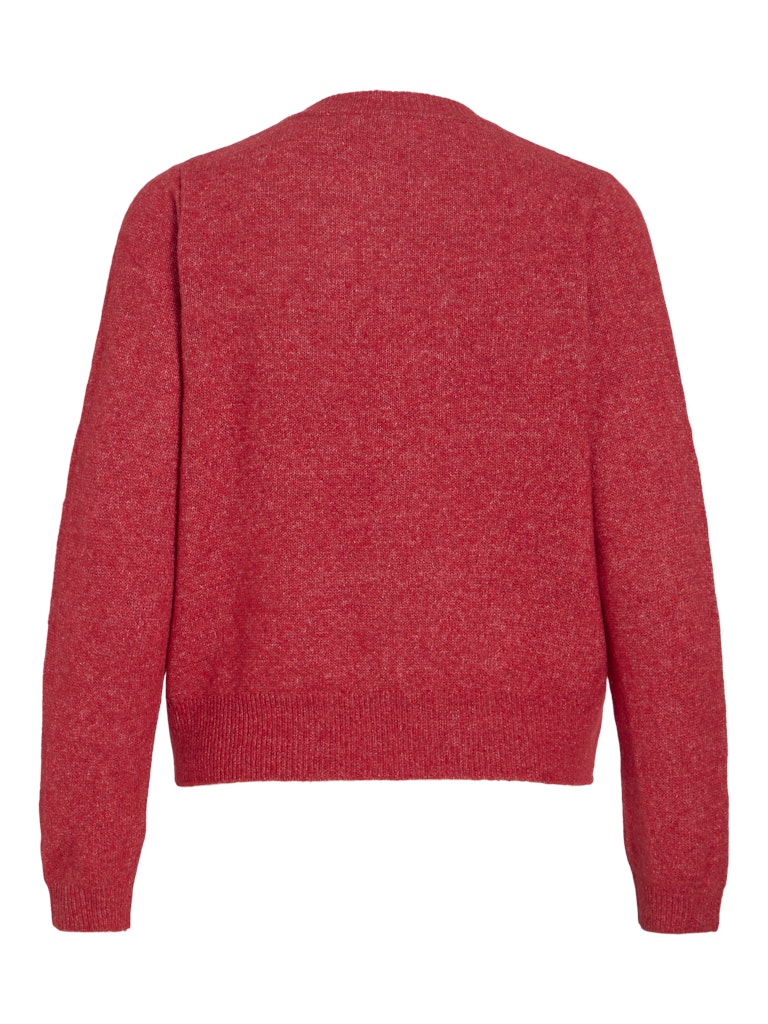 Visalsa L/s O-neck Knit Cardigan/tes - Rood Melee