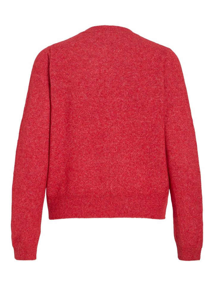 Visalsa L/s O-neck Knit Cardigan/tes - Rood Melee