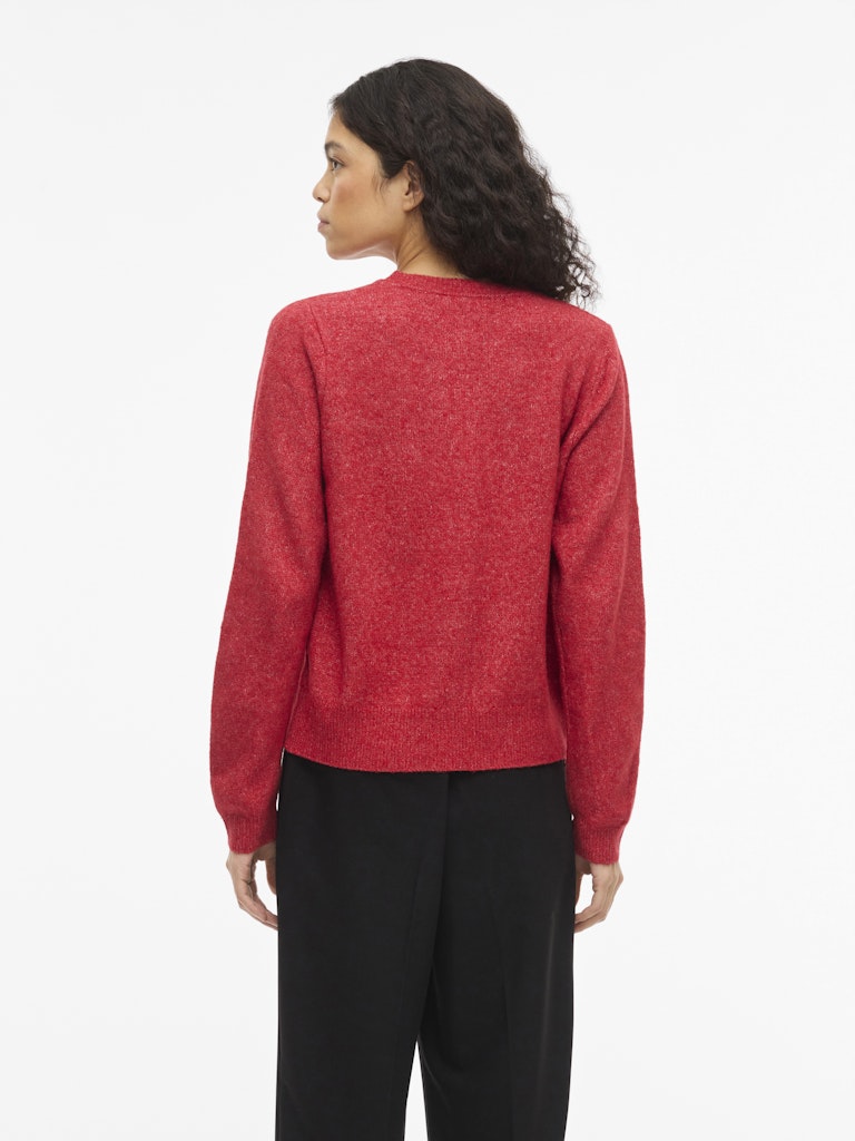 Visalsa L/s O-neck Knit Cardigan/tes - Rood Melee